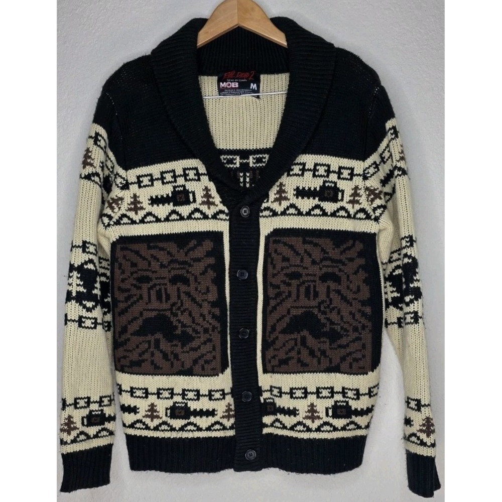 Evil Dead 2 Middle Of Beyond Necronomicon Cardigan Men M Horror Knit Button Dawn